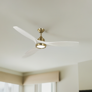 Minka-Aire F749L-SBR/WHF Skyhawk - 3-Blade LED 60" DC Ceiling Fan, Soft Brass w/ Flat White Blades Alternate Image 4.jpg