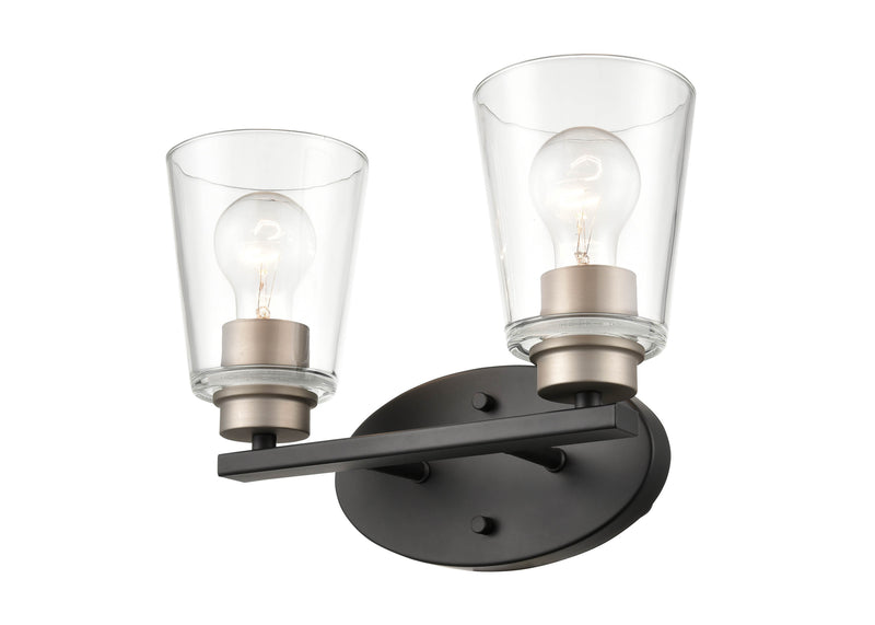 Shoppers Lighting BB4012-MB/SN 2-Light Wall/Bath Fixture, Matte Black/Satin Nickel Finish Main Image.jpg