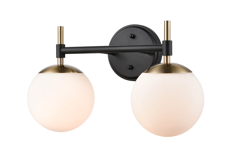 Shoppers Lighting BB3302-MB/MG 2-Light Wall/Bath Fixture, Matte Black/Modern Gold Finish Main Image.jpg