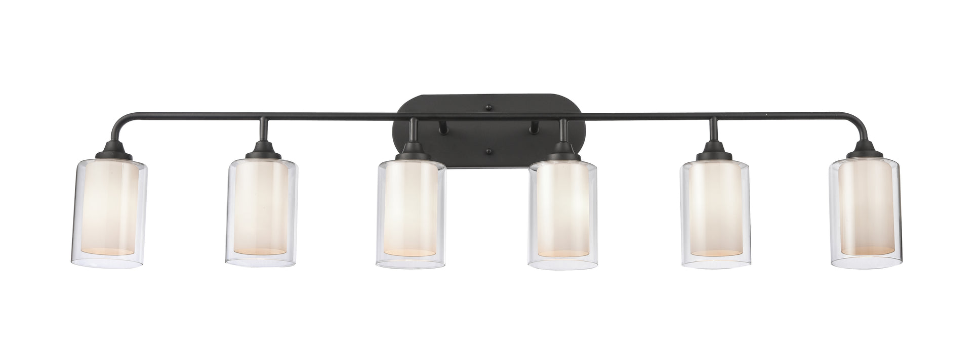 Fairbank Bath Vanity Light shown in the Matte Black finish with a White & Clear shade